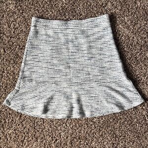 LOFT White and Blue Ribbed A-Line Mini Skirt